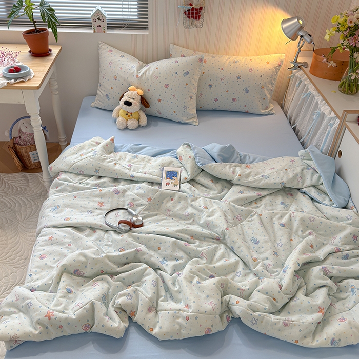 91家纺网 家纺一手货源 找家纺 老帅的工厂店 2026新款A类全棉双层纱大豆纤维夏被 水星记