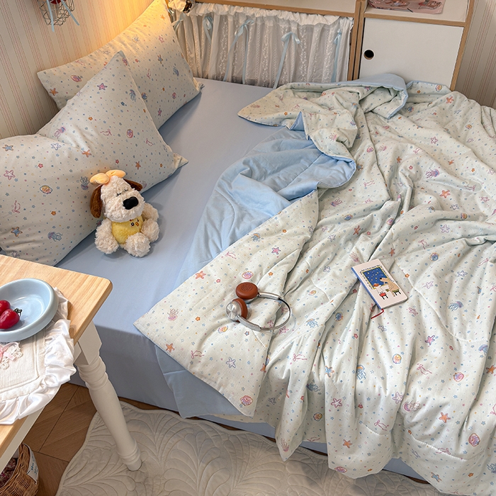 91家纺网 家纺一手货源 找家纺 老帅的工厂店 2026新款A类全棉双层纱大豆纤维夏被 水星记