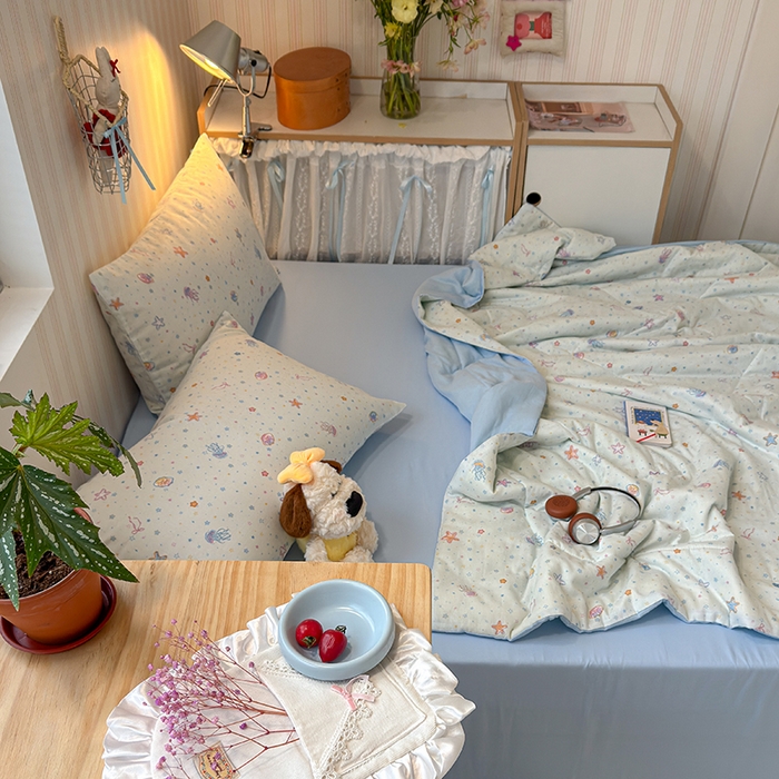 91家纺网 家纺一手货源 找家纺 老帅的工厂店 2026新款A类全棉双层纱大豆纤维夏被 水星记