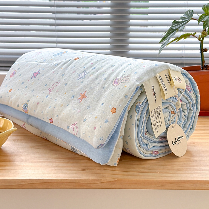 91家纺网 家纺一手货源 找家纺 老帅的工厂店 2026新款A类全棉双层纱大豆纤维夏被 水星记