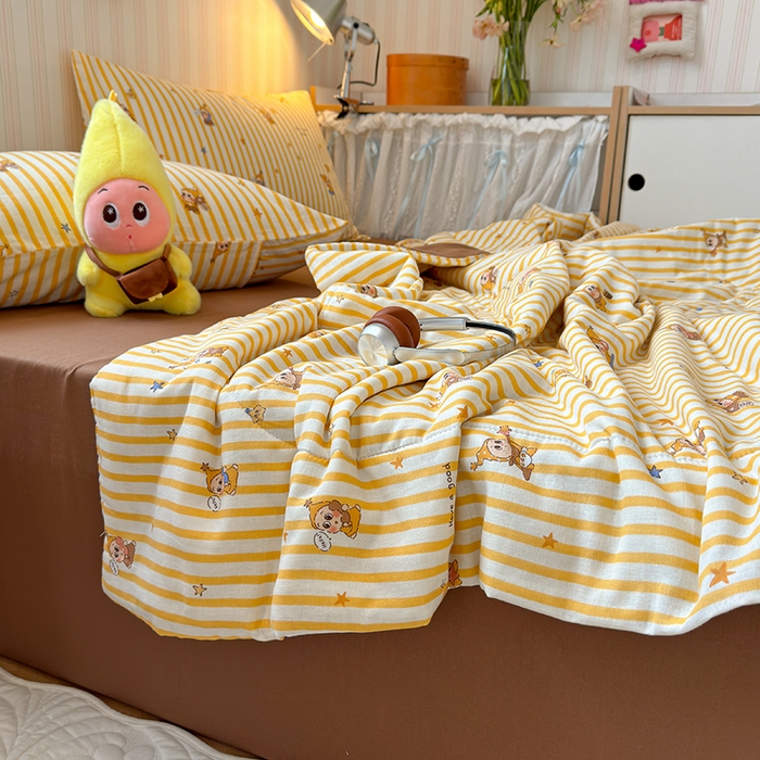 91家纺网 家纺一手货源 找家纺 老帅的工厂店 2026新款A类全棉双层纱大豆纤维夏被 星崽