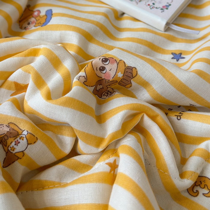 91家纺网 家纺一手货源 找家纺 老帅的工厂店 2026新款A类全棉双层纱大豆纤维夏被 星崽