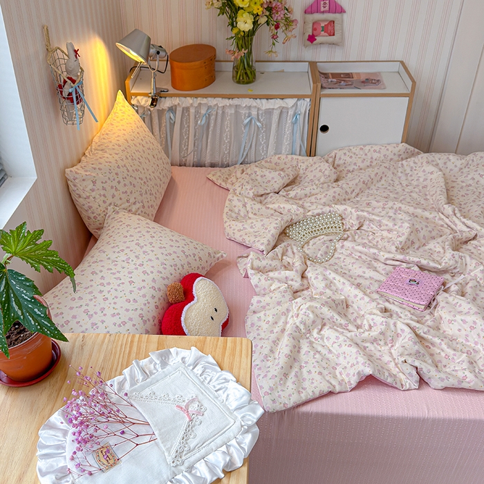 91家纺网 家纺一手货源 找家纺 老帅的工厂店 2026新款A类全棉双层纱大豆纤维夏被 樱花限定