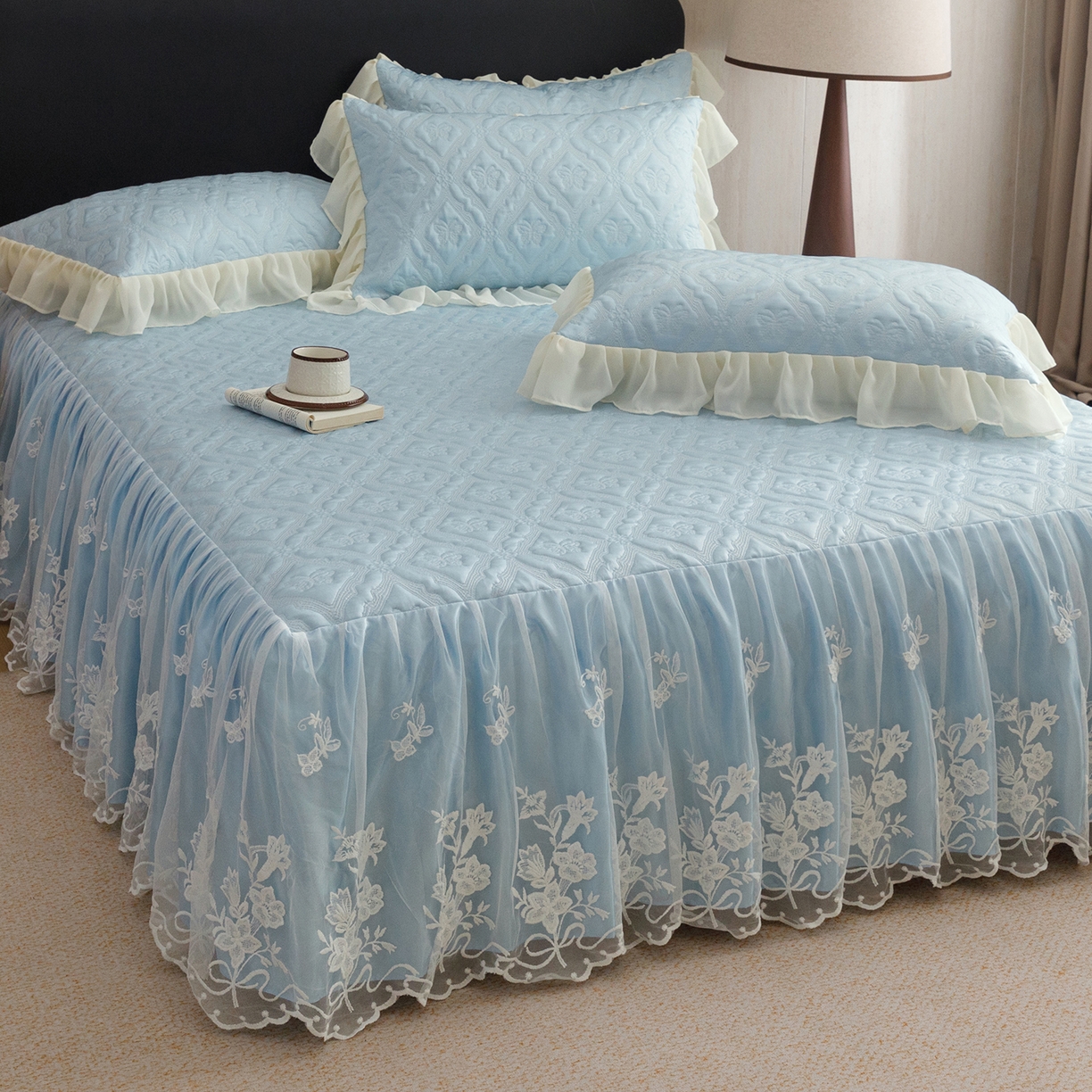 91家纺网 家纺一手货源 找家纺 （总）好儿喜家纺 2026新款夏季冰丝软凉席乙纶凉席床裙空调软席可机洗-蝶语系列