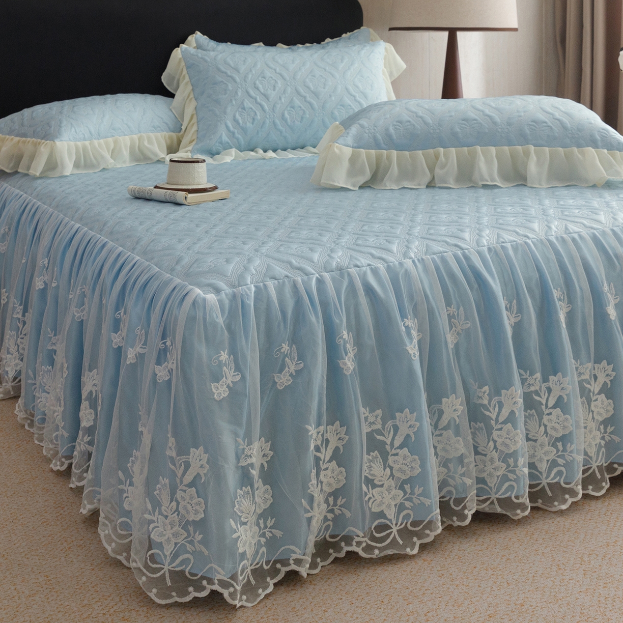 91家纺网 家纺一手货源 找家纺 （总）好儿喜家纺 2026新款夏季冰丝软凉席乙纶凉席床裙空调软席可机洗-蝶语系列