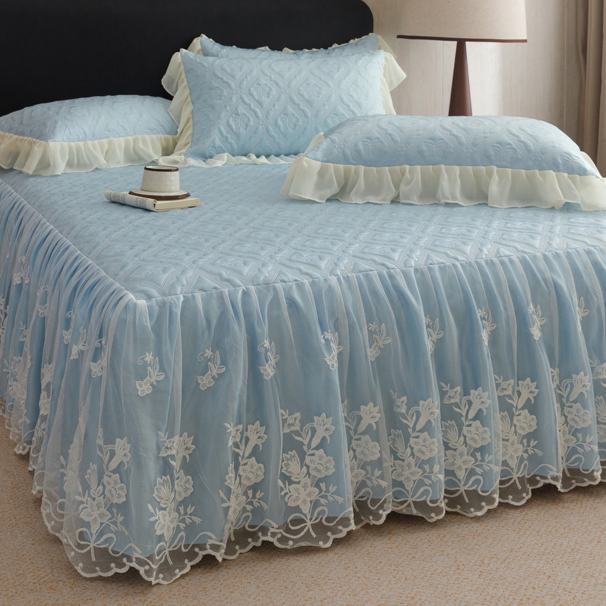 91家纺网 家纺一手货源 找家纺 （总）好儿喜家纺 2026新款夏季冰丝软凉席乙纶凉席床裙空调软席可机洗-蝶语系列