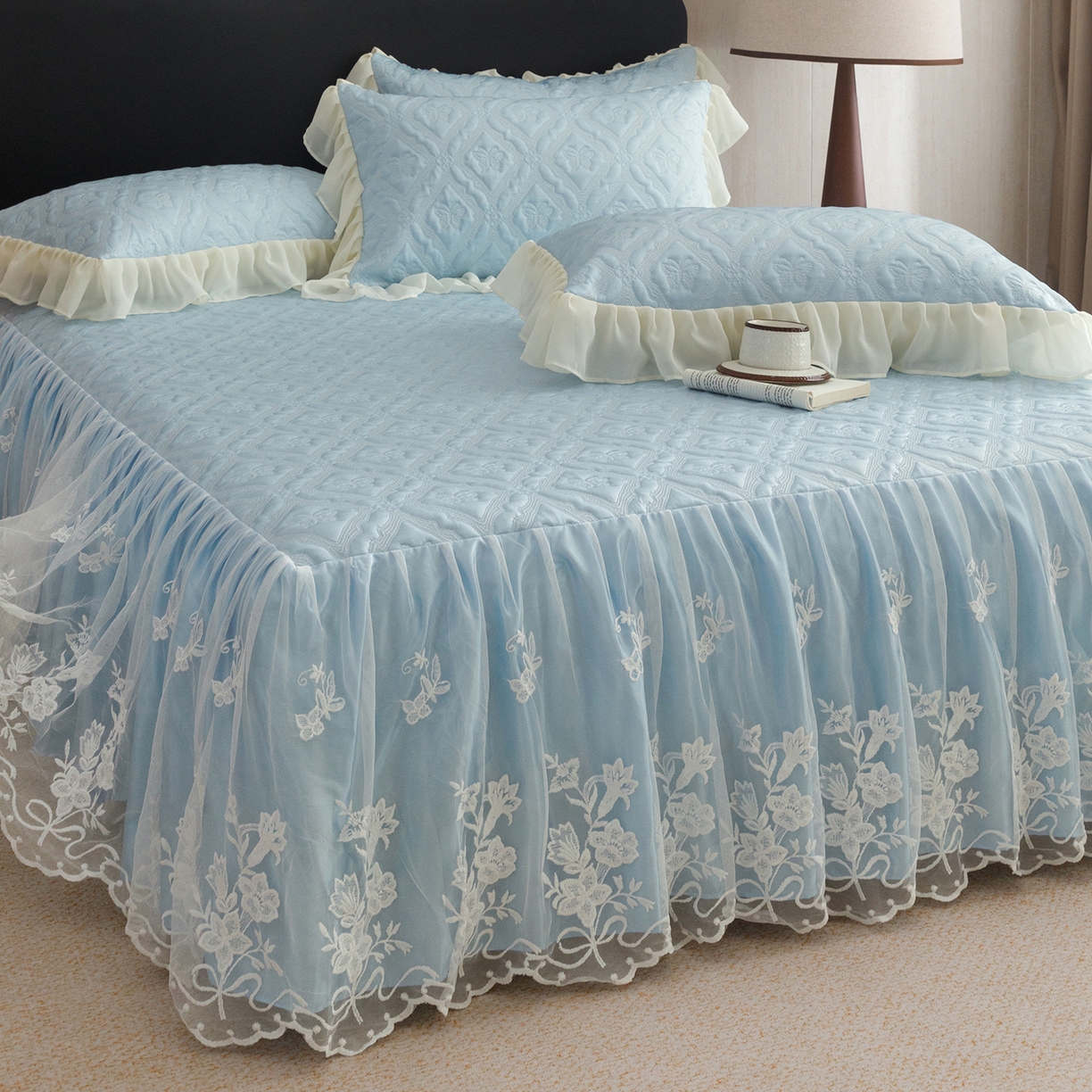 91家纺网 家纺一手货源 找家纺 （总）好儿喜家纺 2026新款夏季冰丝软凉席乙纶凉席床裙空调软席可机洗-蝶语系列