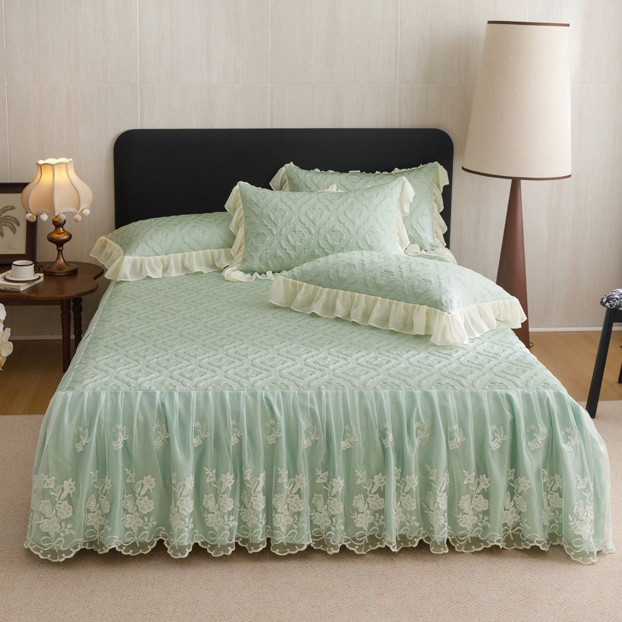 91家纺网 家纺一手货源 找家纺 （总）好儿喜家纺 2026新款夏季冰丝软凉席乙纶凉席床裙空调软席可机洗-蝶语系列