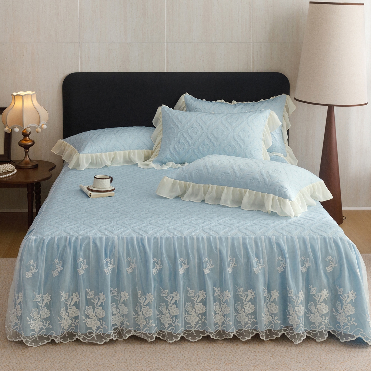 91家纺网 家纺一手货源 找家纺 （总）好儿喜家纺 2026新款夏季冰丝软凉席乙纶凉席床裙空调软席可机洗-蝶语系列