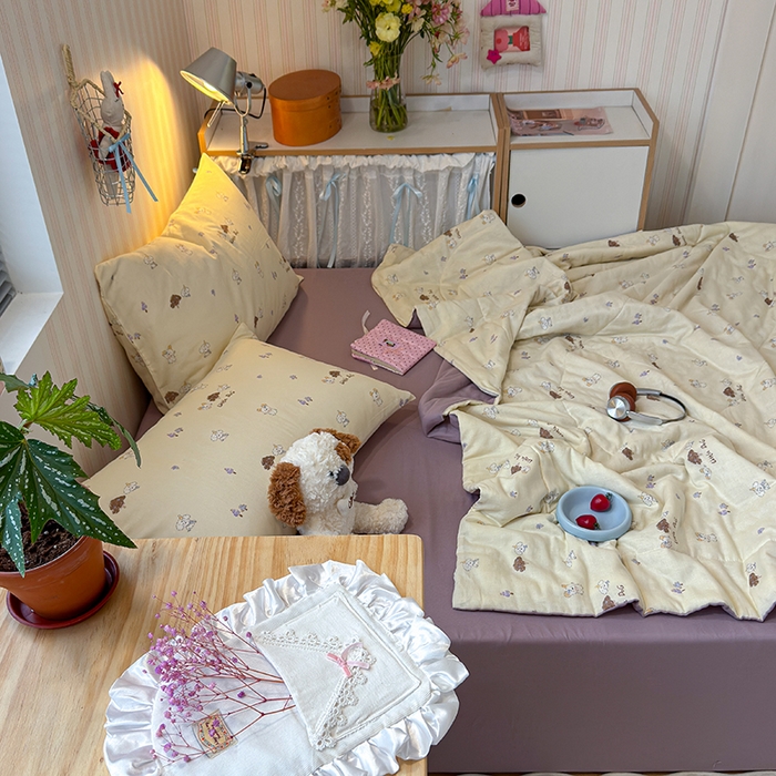 91家纺网 家纺一手货源 找家纺 老帅的工厂店 2026新款A类全棉双层纱大豆纤维夏被 紫林汪崽