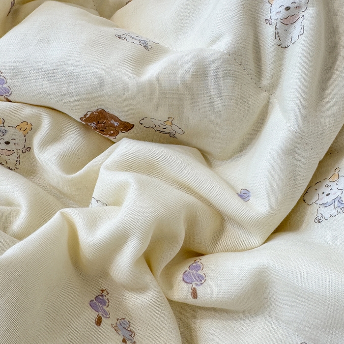 91家纺网 家纺一手货源 找家纺 老帅的工厂店 2026新款A类全棉双层纱大豆纤维夏被 紫林汪崽