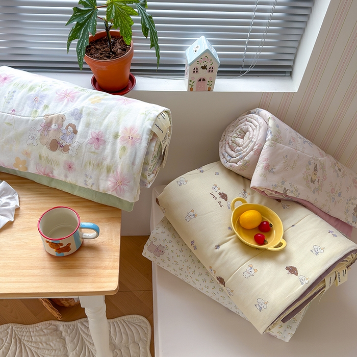 91家纺网 家纺一手货源 找家纺 老帅的工厂店 2026新款A类全棉双层纱大豆纤维夏被 组合图