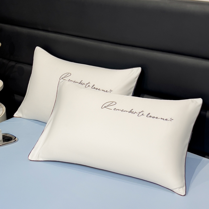 91家纺网 家纺一手货源 找家纺 云恋家纺 2026新款冰丝刺绣单枕套枕套单件 一生所爱-本白+风铃蓝