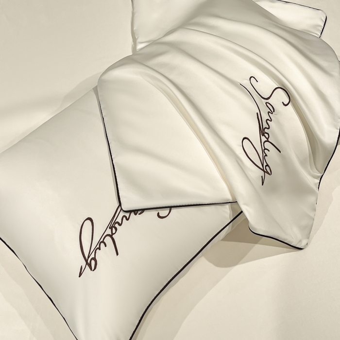 云恋家纺 2026新款冰丝刺绣单枕套枕套单件 浪漫假日-典雅白