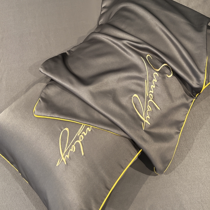 云恋家纺 2026新款冰丝刺绣单枕套枕套单件 浪漫假日-绅士灰