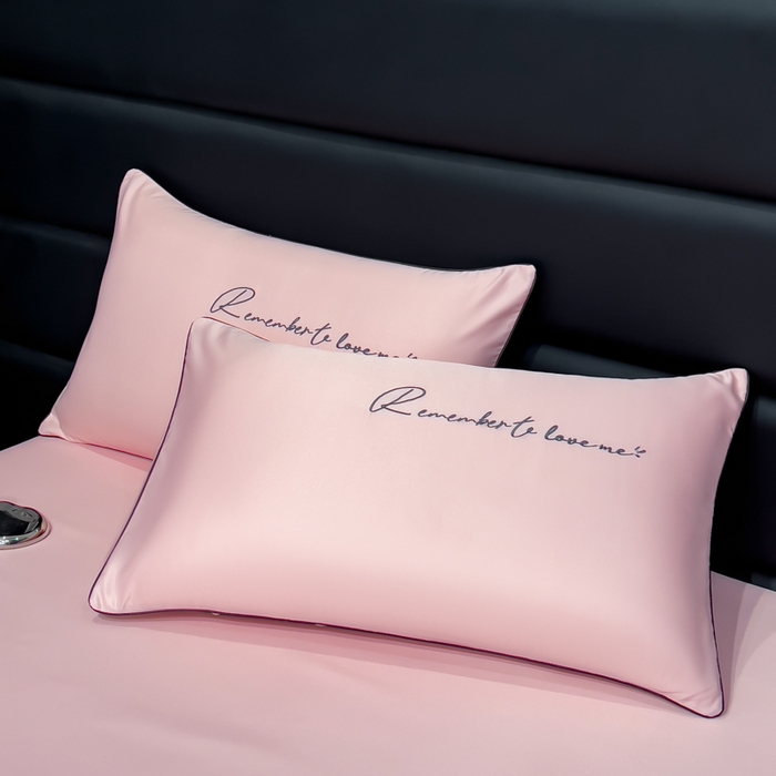 云恋家纺 2026新款冰丝刺绣单枕套枕套单件 一生所爱-樱花粉