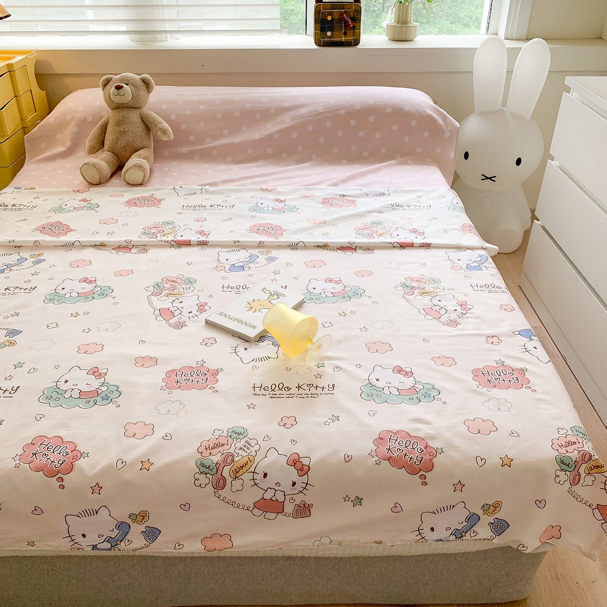 91家纺网 家纺一手货源 找家纺 玉元坊 2026新款三丽鸥正版授权儿童卡通全棉纯棉旅行隔脏睡袋火车出行睡袋 甜心kt