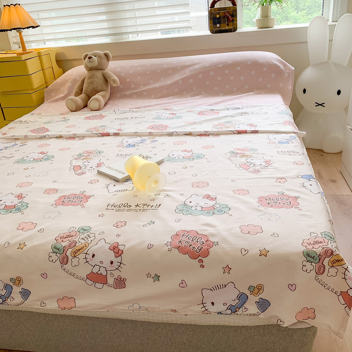 91家纺网 家纺一手货源 找家纺 玉元坊 2026新款三丽鸥正版授权儿童卡通全棉纯棉旅行隔脏睡袋火车出行睡袋 甜心kt