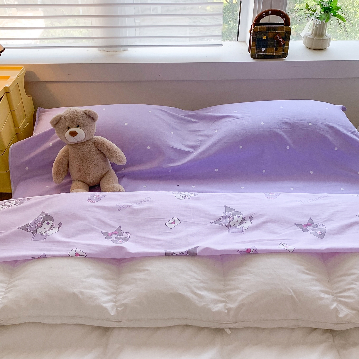 91家纺网 家纺一手货源 找家纺 玉元坊 2026新款三丽鸥正版授权儿童卡通全棉纯棉旅行隔脏睡袋火车出行睡袋 库洛米宝贝