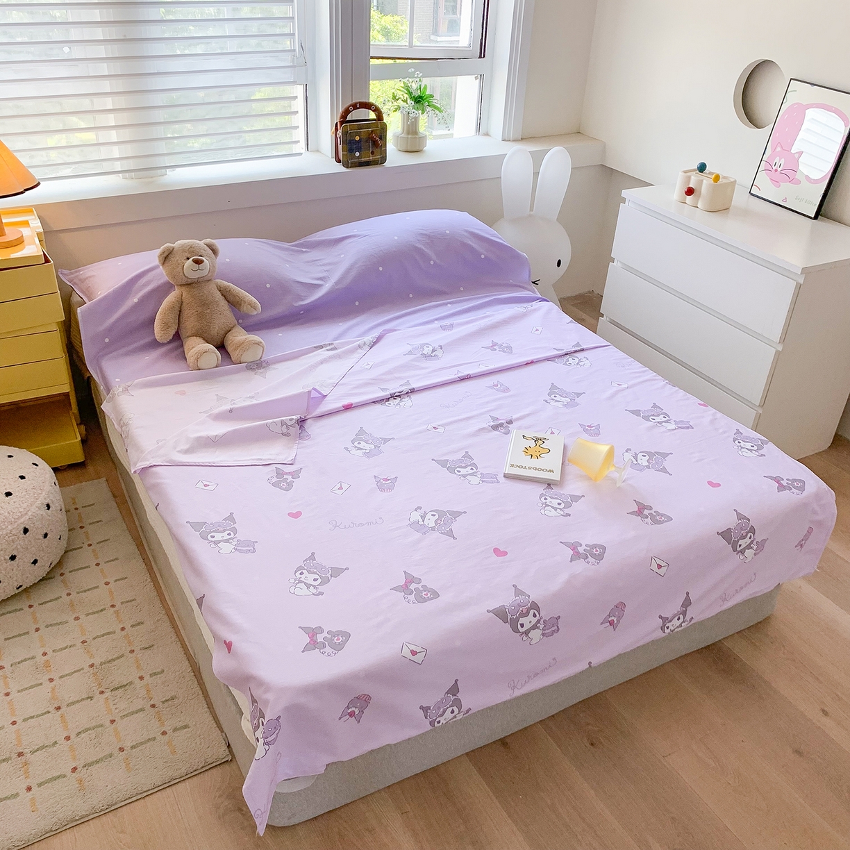 91家纺网 家纺一手货源 找家纺 玉元坊 2026新款三丽鸥正版授权儿童卡通全棉纯棉旅行隔脏睡袋火车出行睡袋 库洛米宝贝