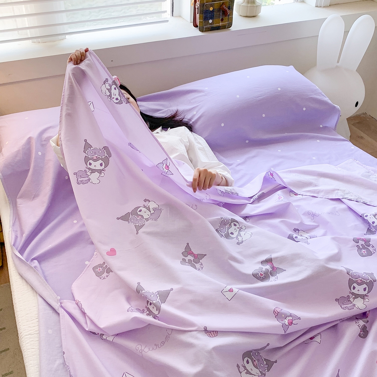 91家纺网 家纺一手货源 找家纺 玉元坊 2026新款三丽鸥正版授权儿童卡通全棉纯棉旅行隔脏睡袋火车出行睡袋 库洛米宝贝