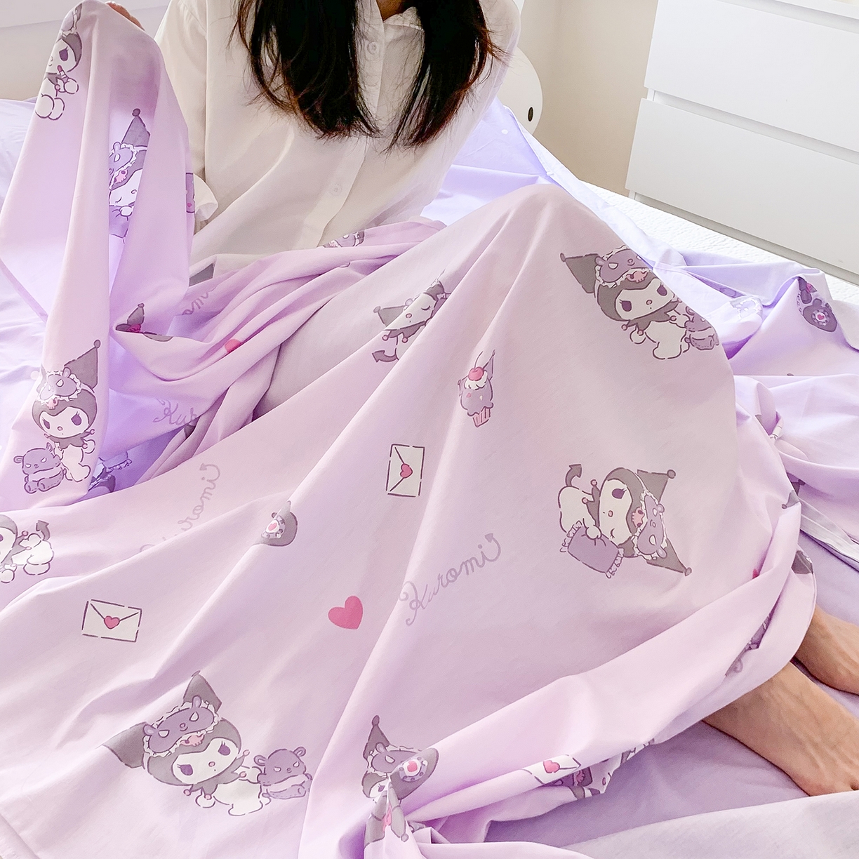 91家纺网 家纺一手货源 找家纺 玉元坊 2026新款三丽鸥正版授权儿童卡通全棉纯棉旅行隔脏睡袋火车出行睡袋 库洛米宝贝