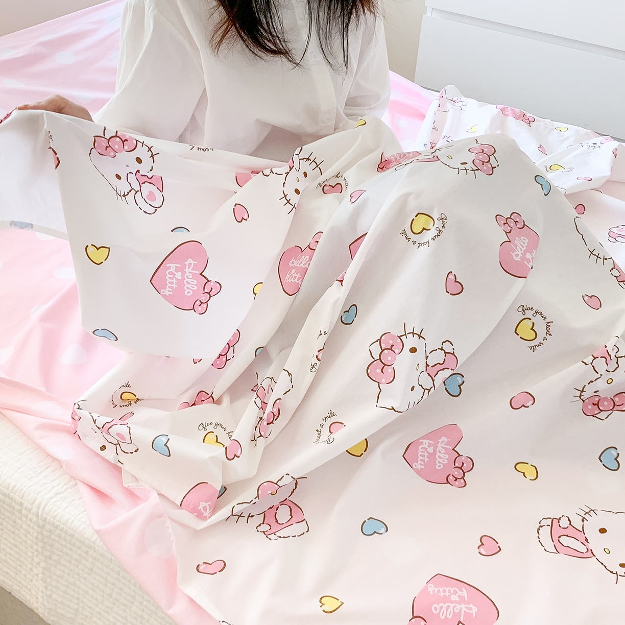 91家纺网 家纺一手货源 找家纺 玉元坊 2026新款三丽鸥正版授权儿童卡通全棉纯棉旅行隔脏睡袋火车出行睡袋 公主kt