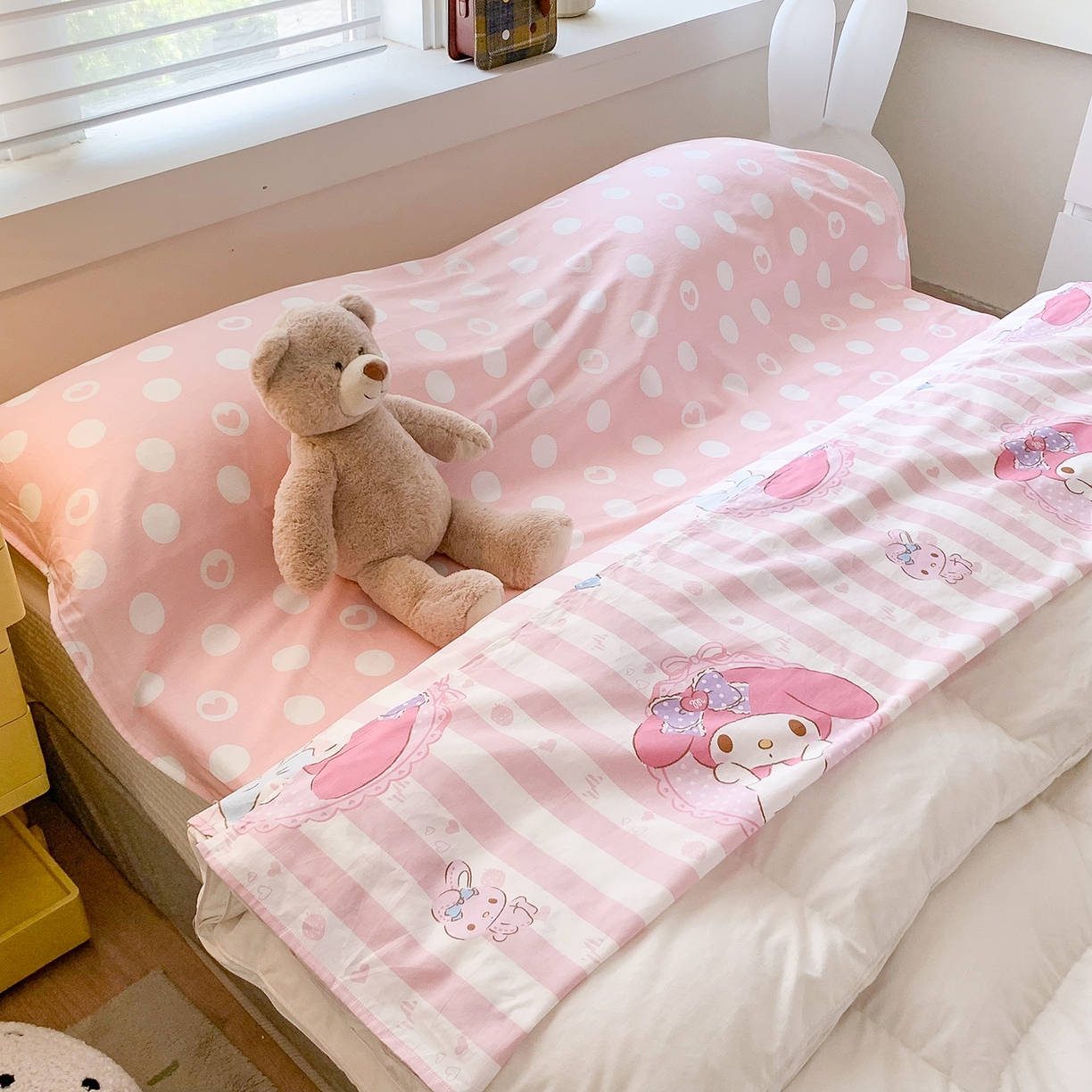 91家纺网 家纺一手货源 找家纺 玉元坊 2026新款三丽鸥正版授权儿童卡通全棉纯棉旅行隔脏睡袋火车出行睡袋 甜甜美乐蒂