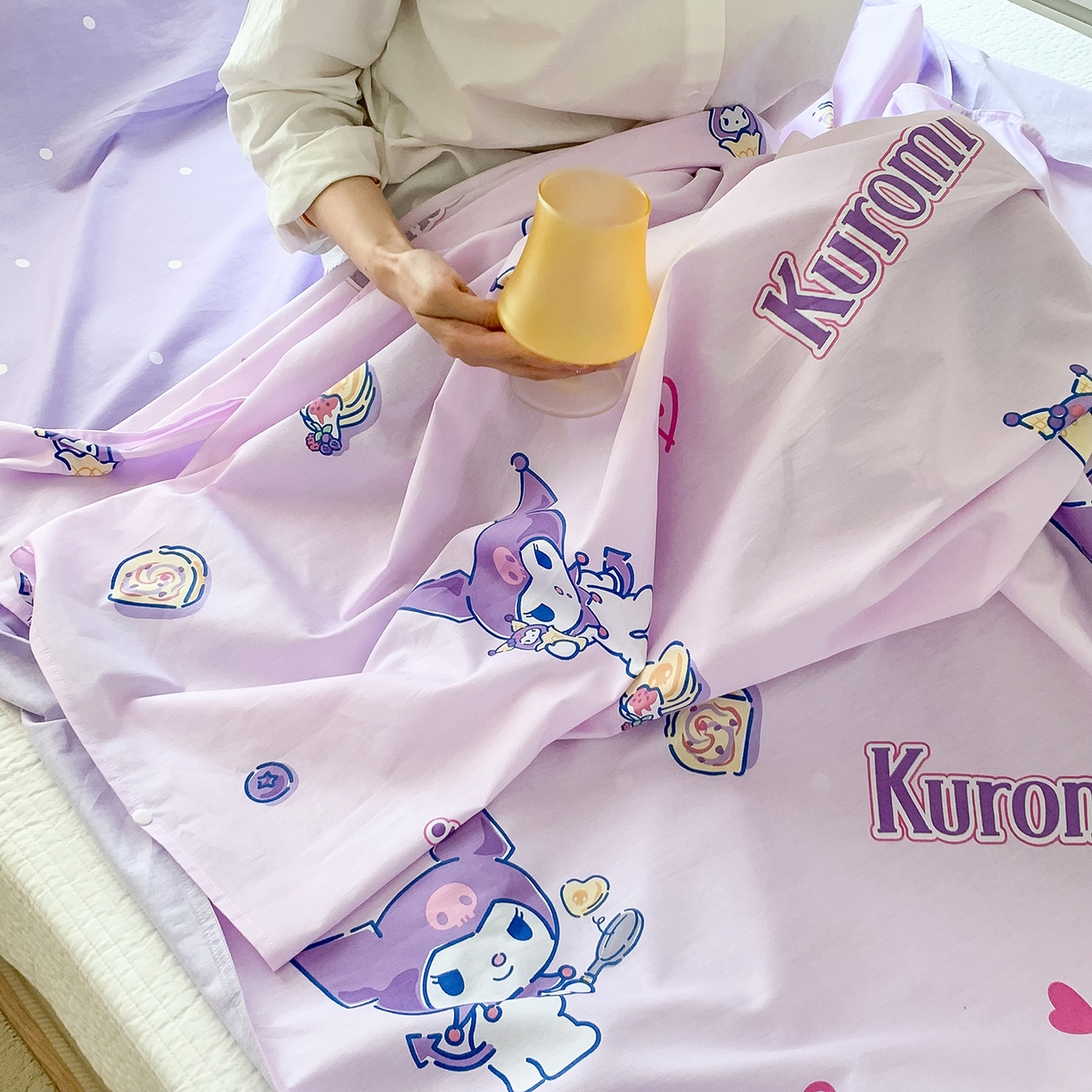 91家纺网 家纺一手货源 找家纺 玉元坊 2026新款三丽鸥正版授权儿童卡通全棉纯棉旅行隔脏睡袋火车出行睡袋 甜甜库洛米