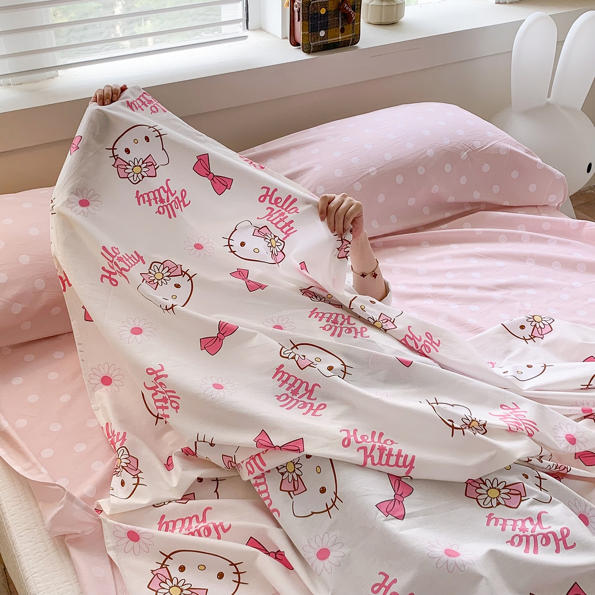 91家纺网 家纺一手货源 找家纺 玉元坊 2026新款三丽鸥正版授权儿童卡通全棉纯棉旅行隔脏睡袋火车出行睡袋 雏菊kt