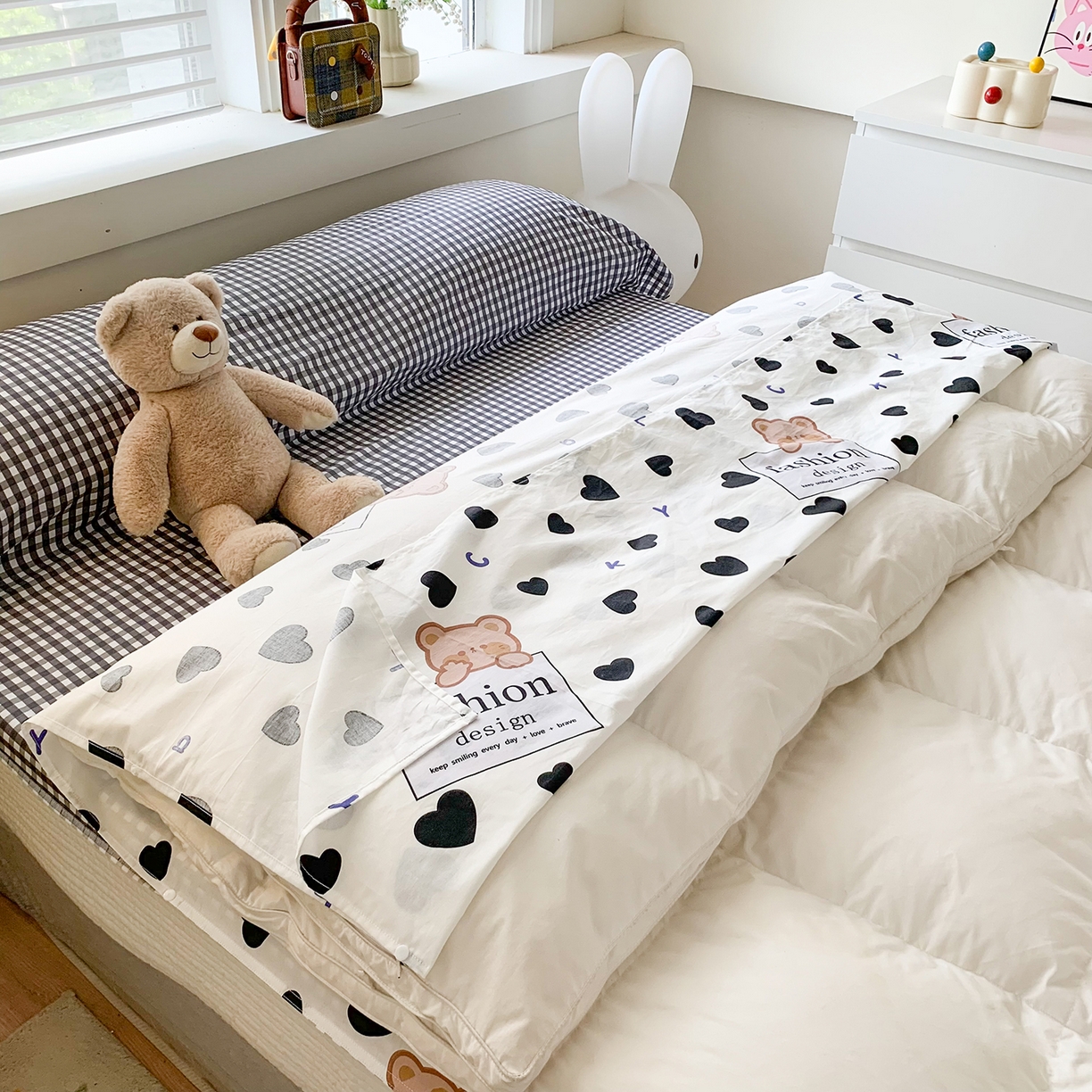 91家纺网 家纺一手货源 找家纺 玉元坊 2026新款三丽鸥正版授权儿童卡通全棉纯棉旅行隔脏睡袋火车出行睡袋 爱心小熊