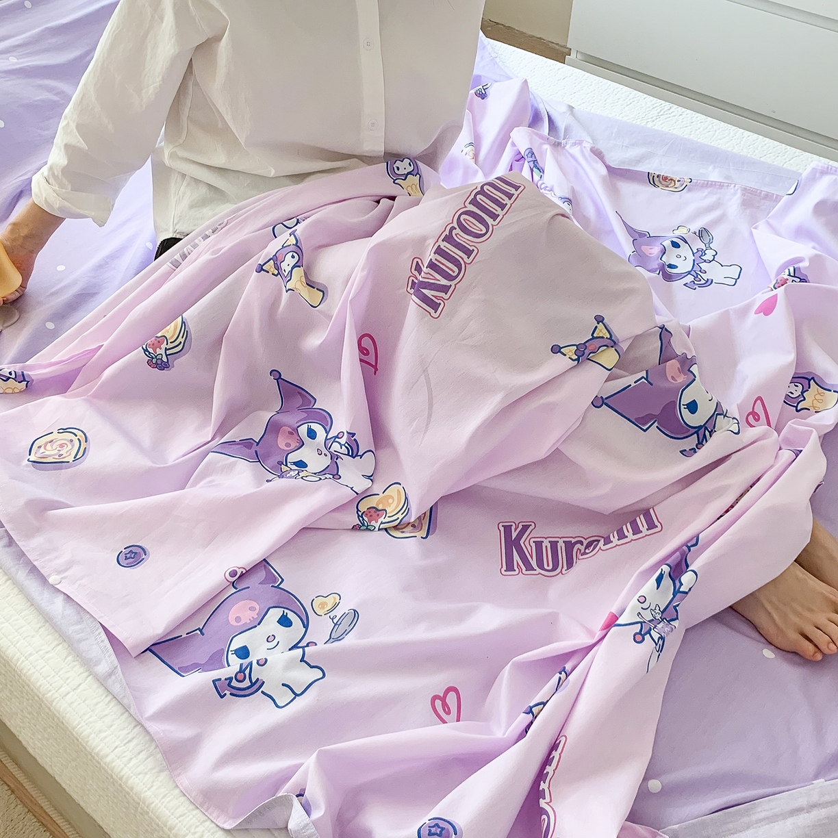 91家纺网 家纺一手货源 找家纺 玉元坊 2026新款三丽鸥正版授权儿童卡通全棉纯棉旅行隔脏睡袋火车出行睡袋 甜甜库洛米