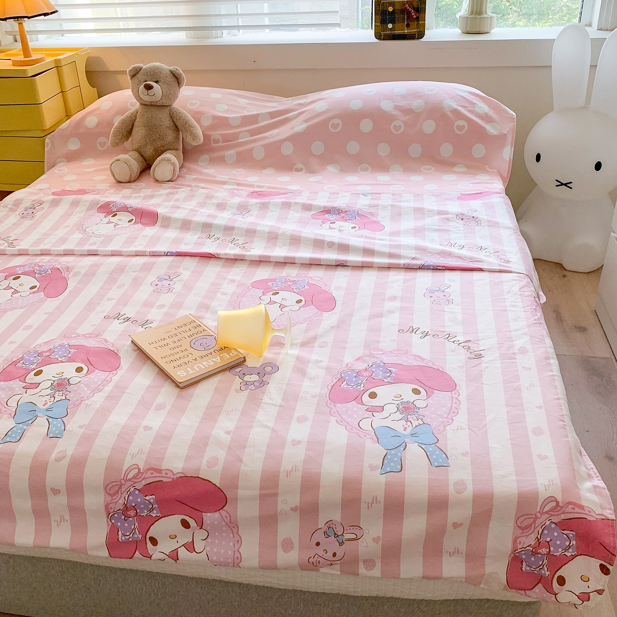 91家纺网 家纺一手货源 找家纺 玉元坊 2026新款三丽鸥正版授权儿童卡通全棉纯棉旅行隔脏睡袋火车出行睡袋 甜甜美乐蒂