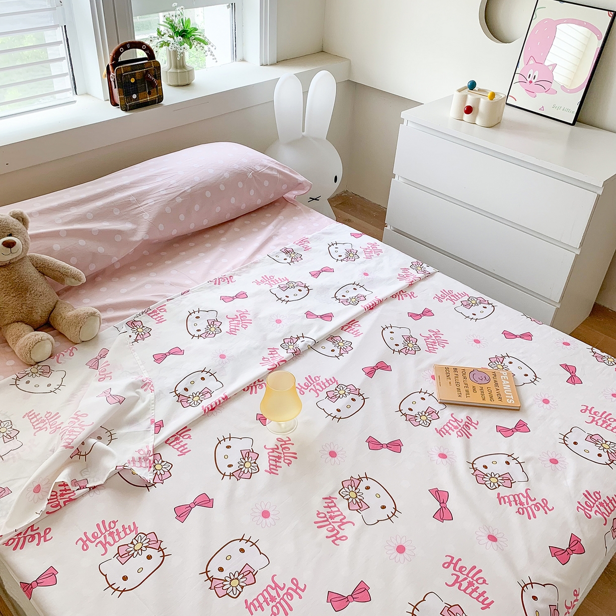 91家纺网 家纺一手货源 找家纺 玉元坊 2026新款三丽鸥正版授权儿童卡通全棉纯棉旅行隔脏睡袋火车出行睡袋 雏菊kt