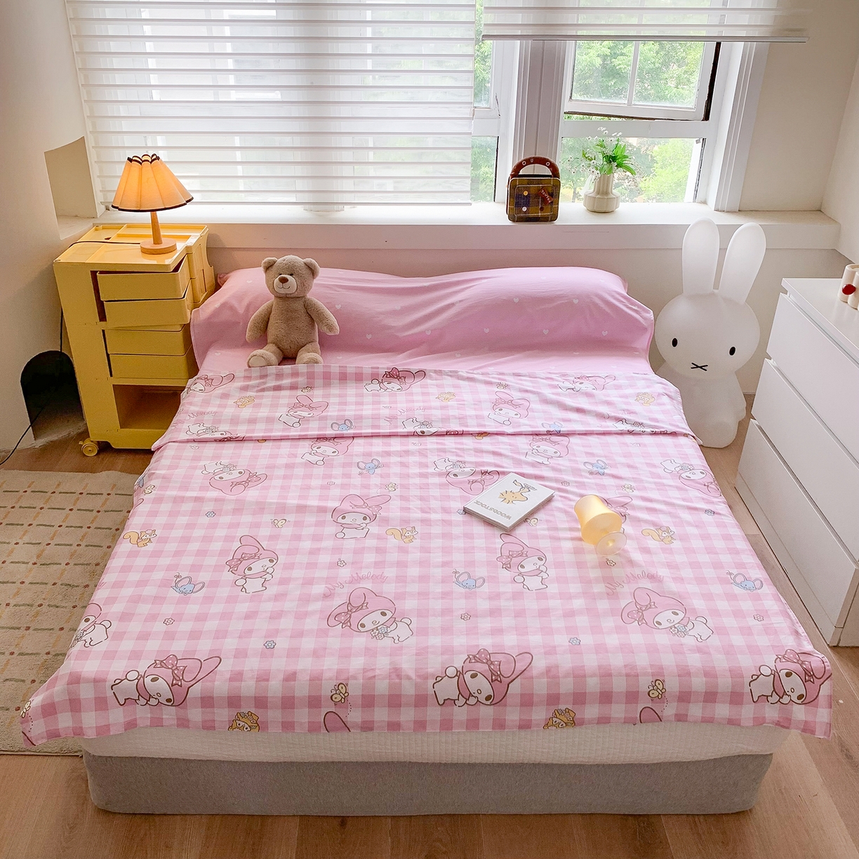 玉元坊 2026新款三丽鸥正版授权儿童卡通全棉纯棉旅行隔脏睡袋火车出行睡袋 粉格美乐蒂