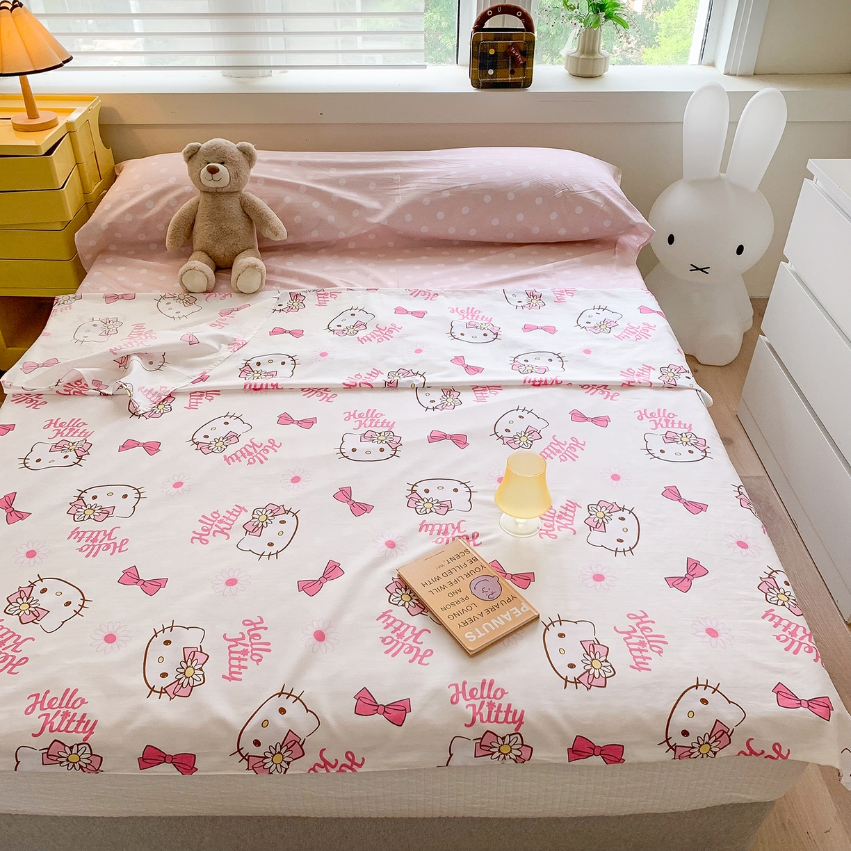 91家纺网 家纺一手货源 找家纺 玉元坊 2026新款三丽鸥正版授权儿童卡通全棉纯棉旅行隔脏睡袋火车出行睡袋 雏菊kt