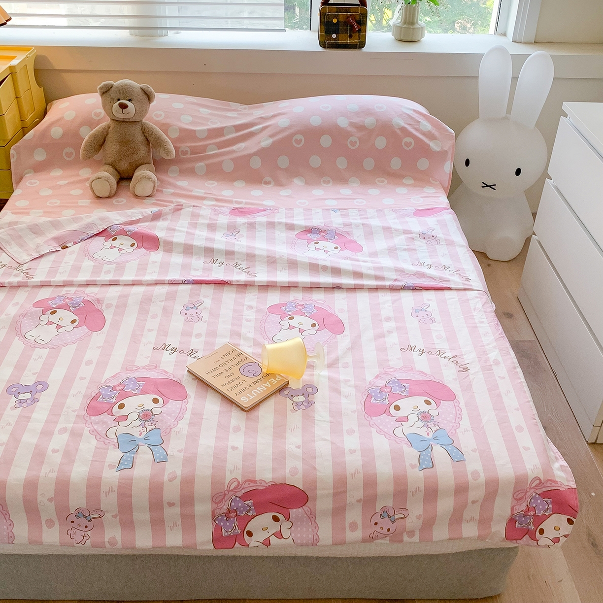 91家纺网 家纺一手货源 找家纺 玉元坊 2026新款三丽鸥正版授权儿童卡通全棉纯棉旅行隔脏睡袋火车出行睡袋 甜甜美乐蒂