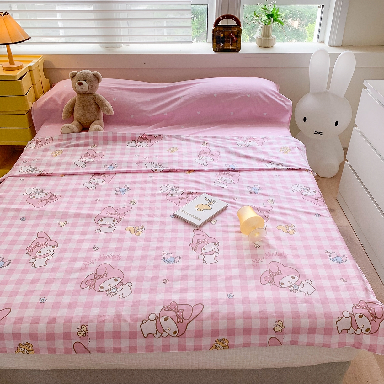 91家纺网 家纺一手货源 找家纺 玉元坊 2026新款三丽鸥正版授权儿童卡通全棉纯棉旅行隔脏睡袋火车出行睡袋 粉格美乐蒂