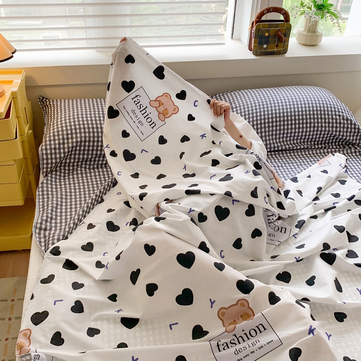 91家纺网 家纺一手货源 找家纺 玉元坊 2026新款三丽鸥正版授权儿童卡通全棉纯棉旅行隔脏睡袋火车出行睡袋 爱心小熊