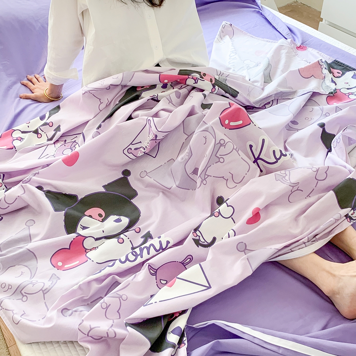 91家纺网 家纺一手货源 找家纺 玉元坊 2026新款三丽鸥正版授权儿童卡通全棉纯棉旅行隔脏睡袋火车出行睡袋 库洛米