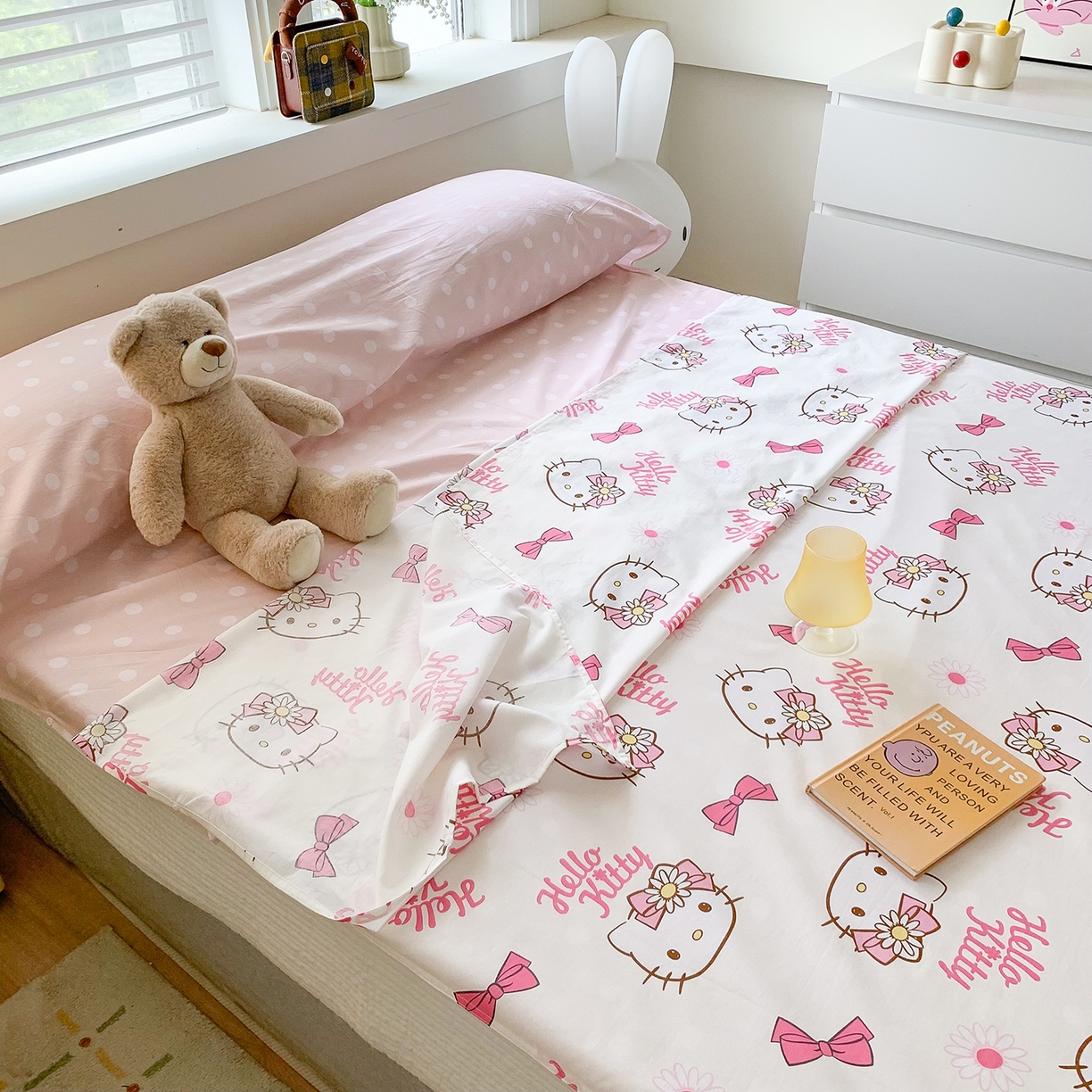 91家纺网 家纺一手货源 找家纺 玉元坊 2026新款三丽鸥正版授权儿童卡通全棉纯棉旅行隔脏睡袋火车出行睡袋 雏菊kt