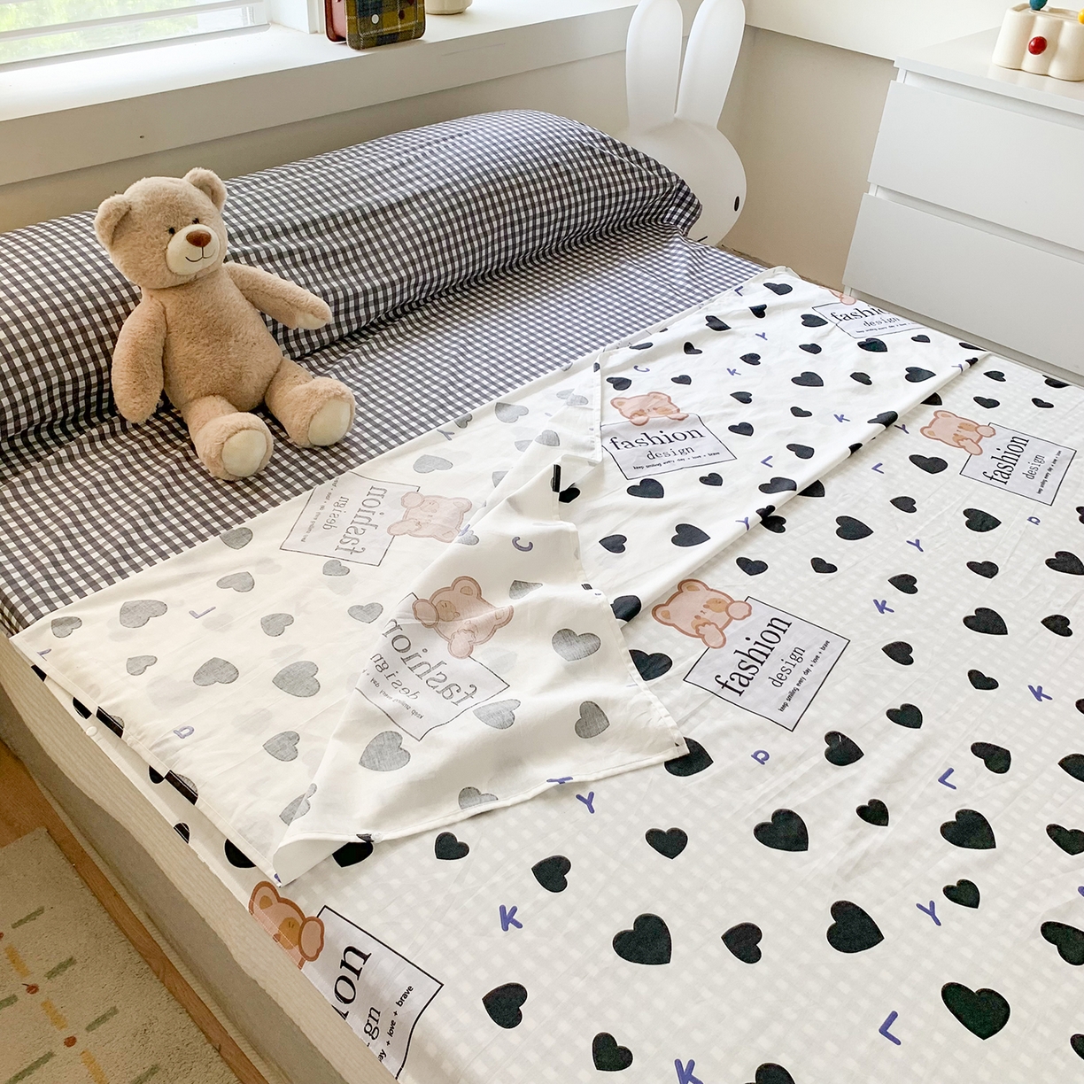 91家纺网 家纺一手货源 找家纺 玉元坊 2026新款三丽鸥正版授权儿童卡通全棉纯棉旅行隔脏睡袋火车出行睡袋 爱心小熊