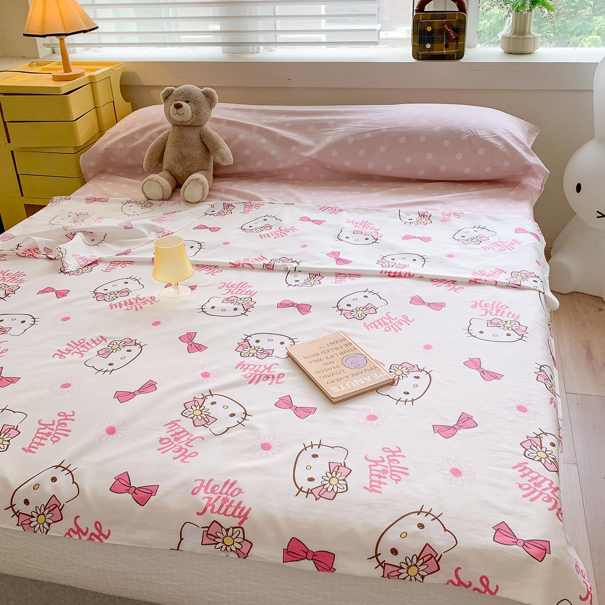 91家纺网 家纺一手货源 找家纺 玉元坊 2026新款三丽鸥正版授权儿童卡通全棉纯棉旅行隔脏睡袋火车出行睡袋 雏菊kt