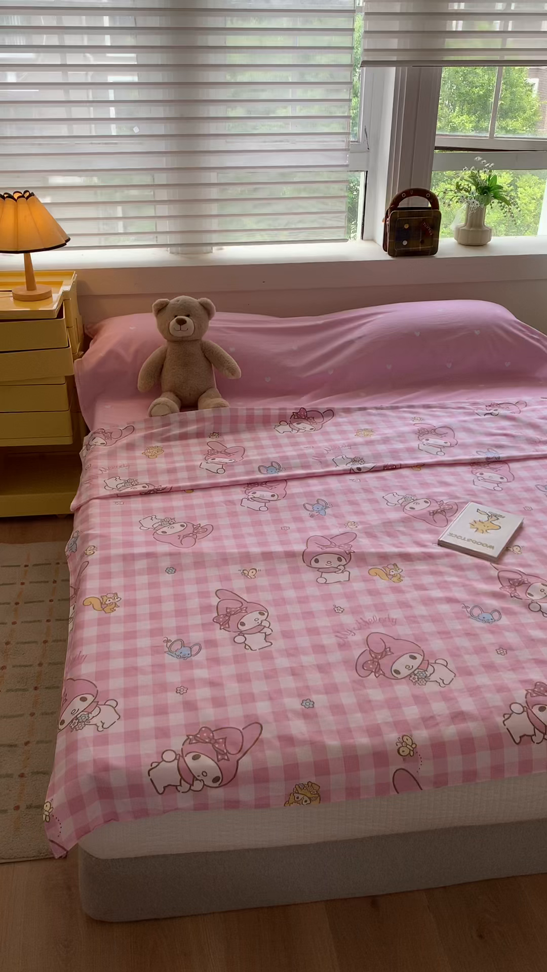 91家纺网 家纺一手货源 找家纺 玉元坊 2026新款三丽鸥正版授权儿童卡通全棉纯棉旅行隔脏睡袋火车出行睡袋 粉格美乐蒂