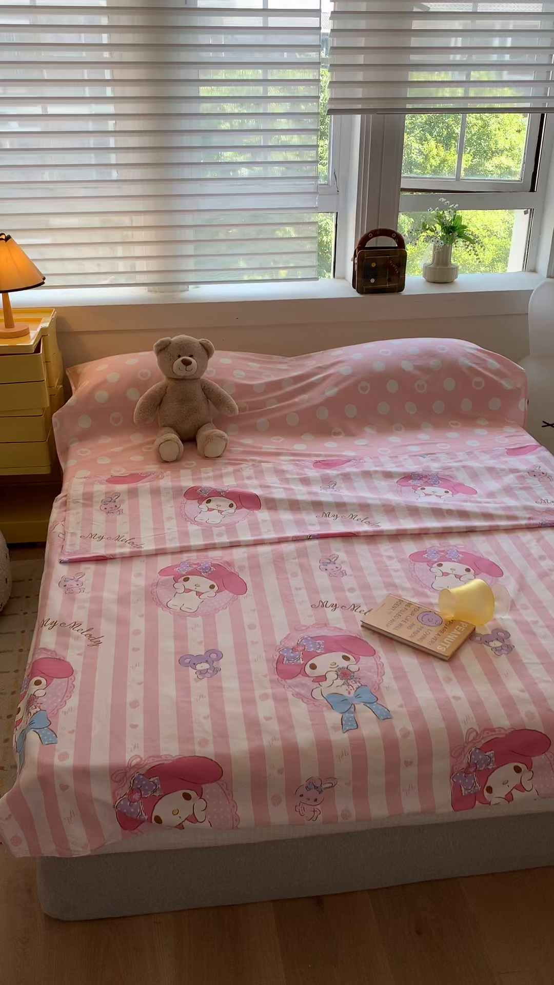 91家纺网 家纺一手货源 找家纺 玉元坊 2026新款三丽鸥正版授权儿童卡通全棉纯棉旅行隔脏睡袋火车出行睡袋 甜甜美乐蒂