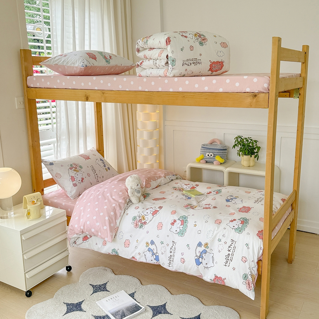 91家纺网 家纺一手货源 找家纺 （总）玉元坊 2026新款三丽鸥正版库洛米美乐蒂凯蒂猫全棉纯棉0.9m学生宿舍床三件套基础款