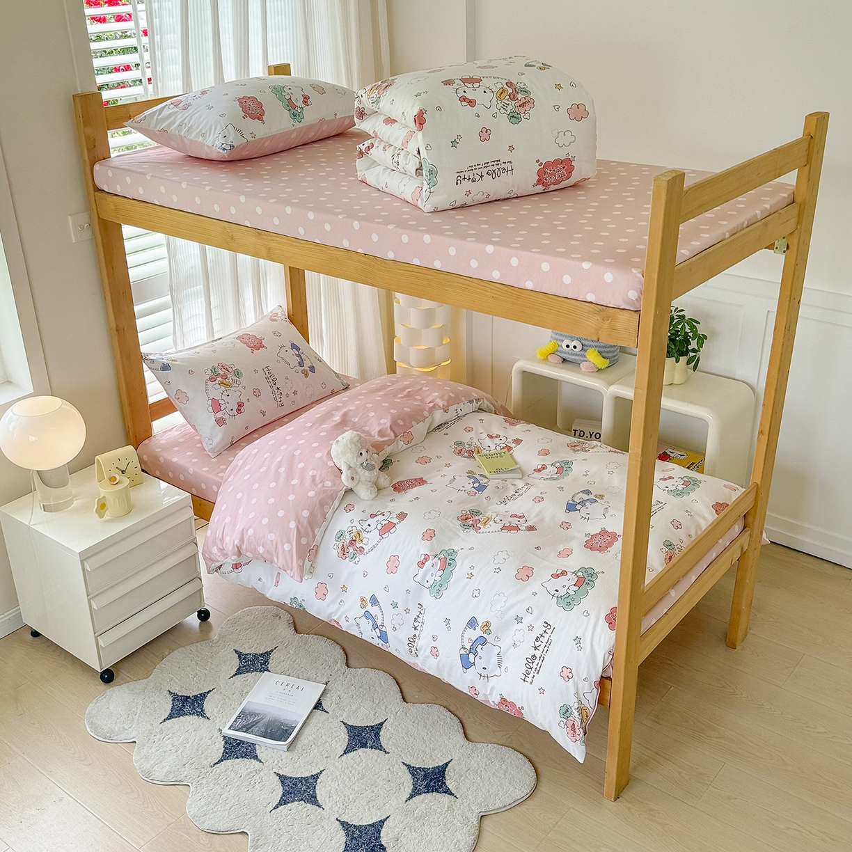 91家纺网 家纺一手货源 找家纺 （总）玉元坊 2026新款三丽鸥正版库洛米美乐蒂凯蒂猫全棉纯棉0.9m学生宿舍床三件套基础款