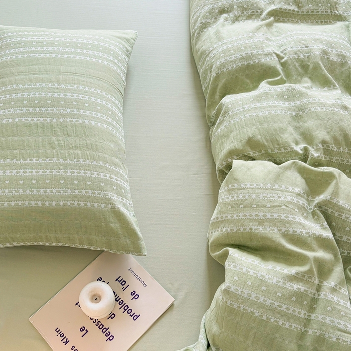 91家纺网 家纺一手货源 找家纺 （总）贝尔 2026新款全棉色织提花双层纱四件套