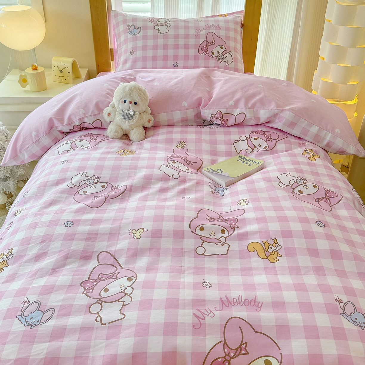 91家纺网 家纺一手货源 找家纺 （总）玉元坊 2026新款三丽鸥正版库洛米美乐蒂凯蒂猫全棉纯棉0.9m学生宿舍床三件套基础款