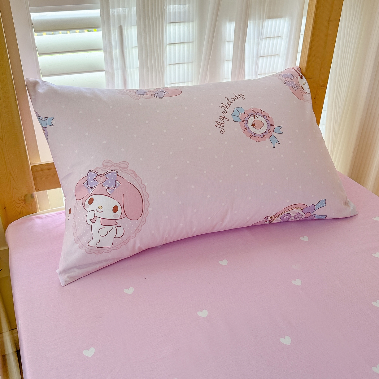 91家纺网 家纺一手货源 找家纺 玉元坊 2026新款三丽鸥正版库洛米美乐蒂凯蒂猫全棉纯棉0.9m学生宿舍床三件套基础款 小兔美乐蒂